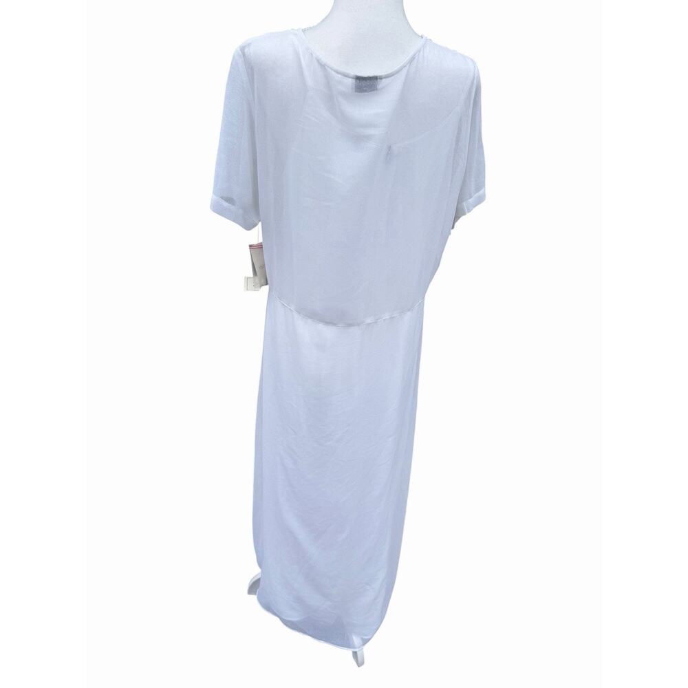 VTG 90s Ivory Sheer Maxi Dress XL Fairycore Bridal Beaded Embroidered Set - Picture 7 of 13